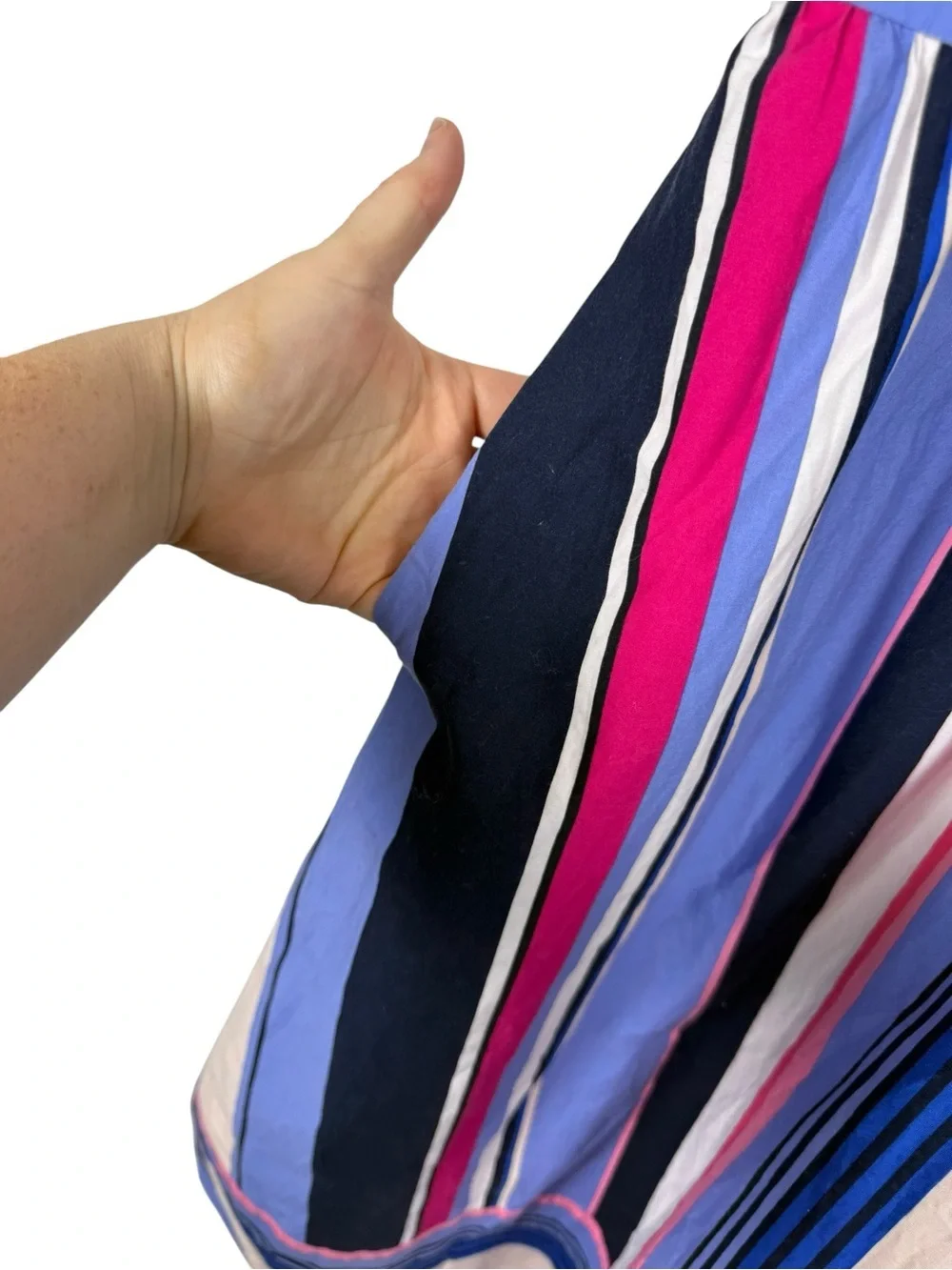 Kate Spade New York Multi Stripe Sleeveless Fit and Flare Midi Dress Blue Pink